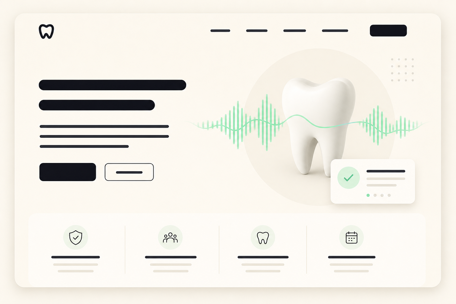 Modern dental practice homepage with live voice call interface in the hero section