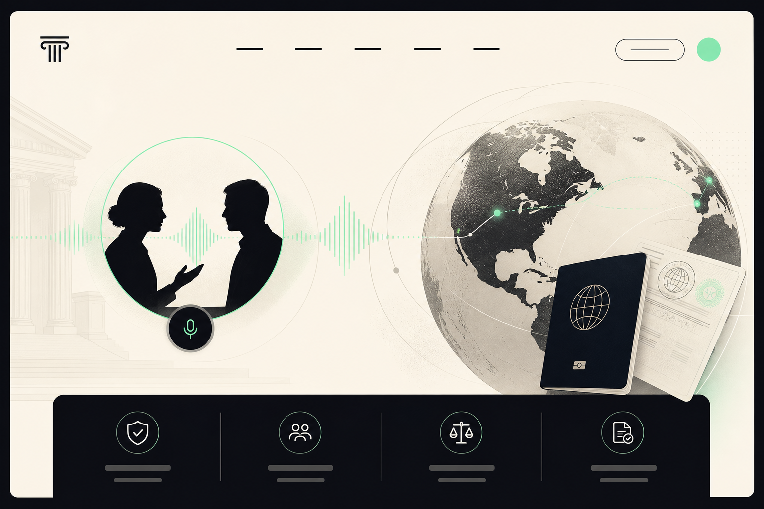 Professional immigration law firm homepage with live voice for visa questions