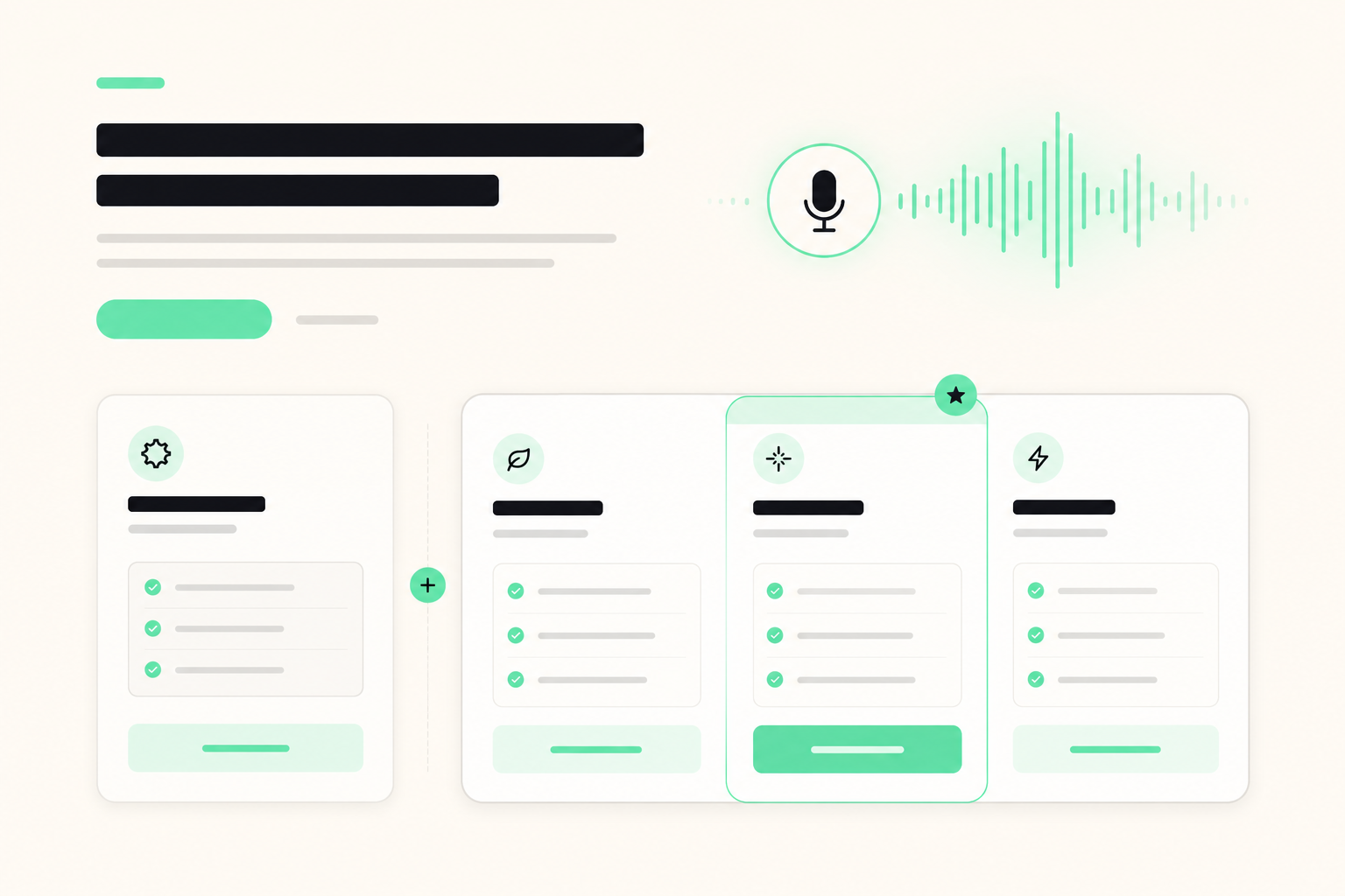 Clean pricing dashboard visual for homepage voice AI tiers and setup fees